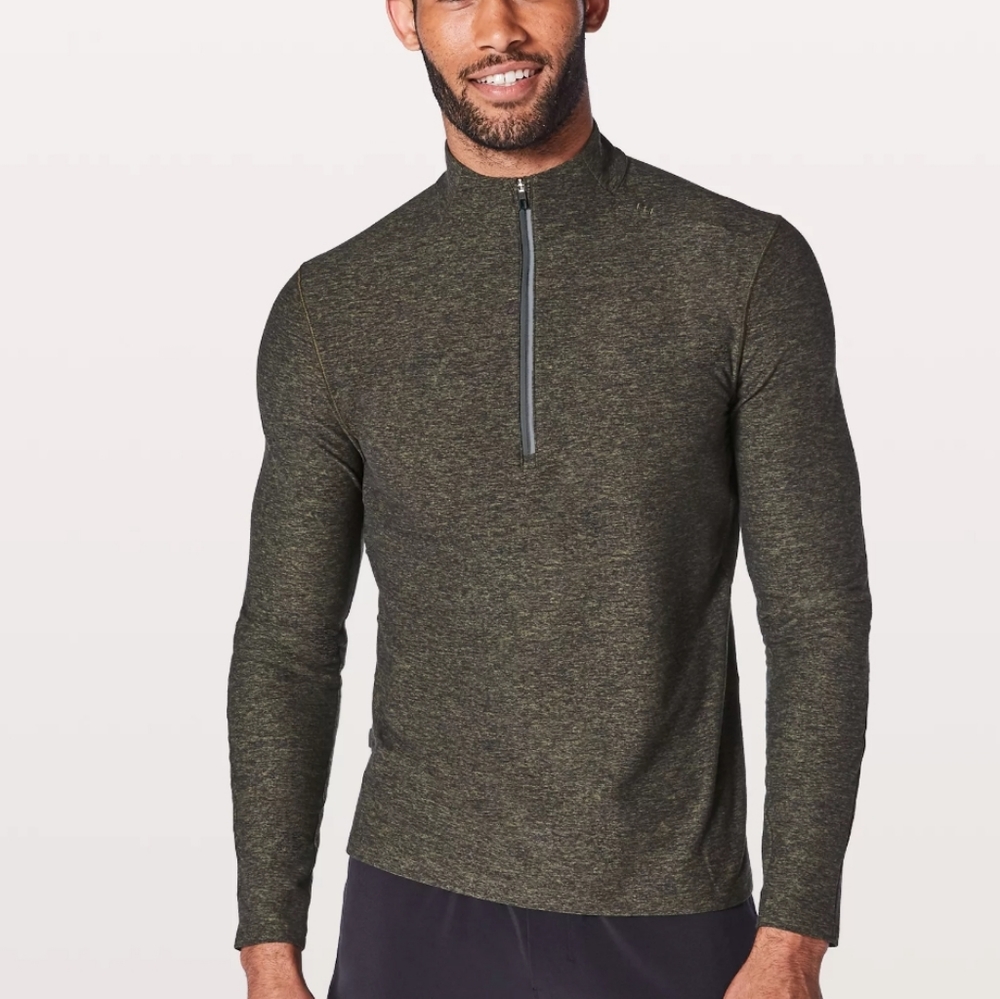 Lululemon Surge Warm 1/2 Zip In Heathered Utilitarian / Black in Size XXL